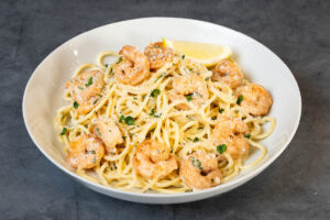 A photo of creamy shrimp scampi