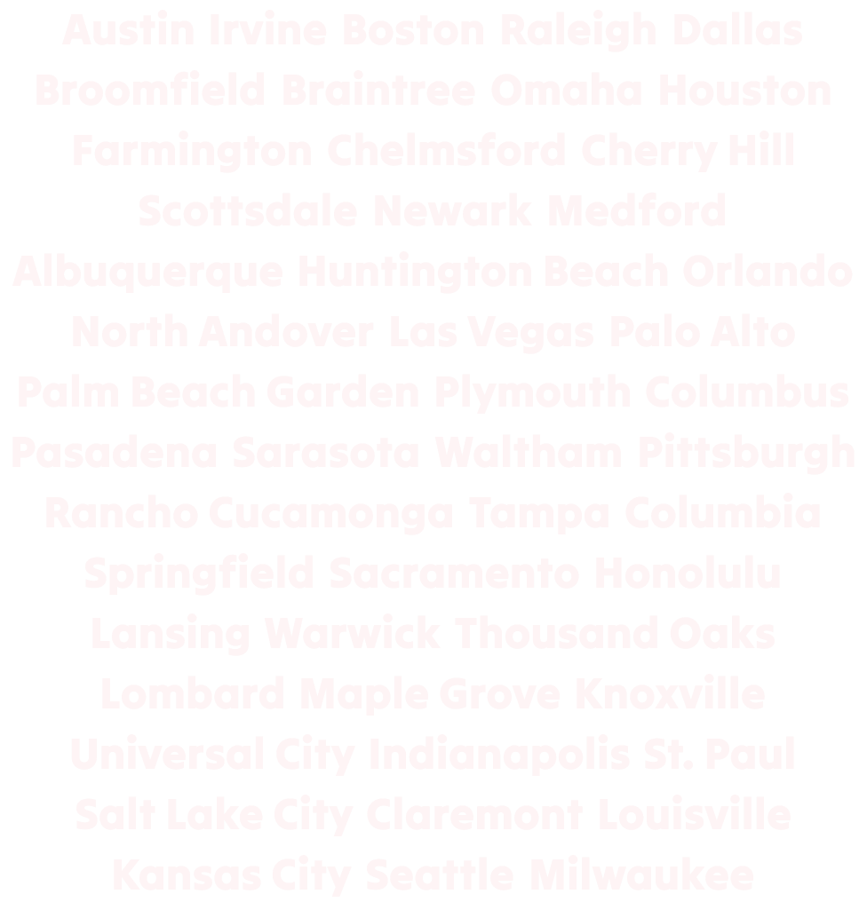 A background image comprised of city names